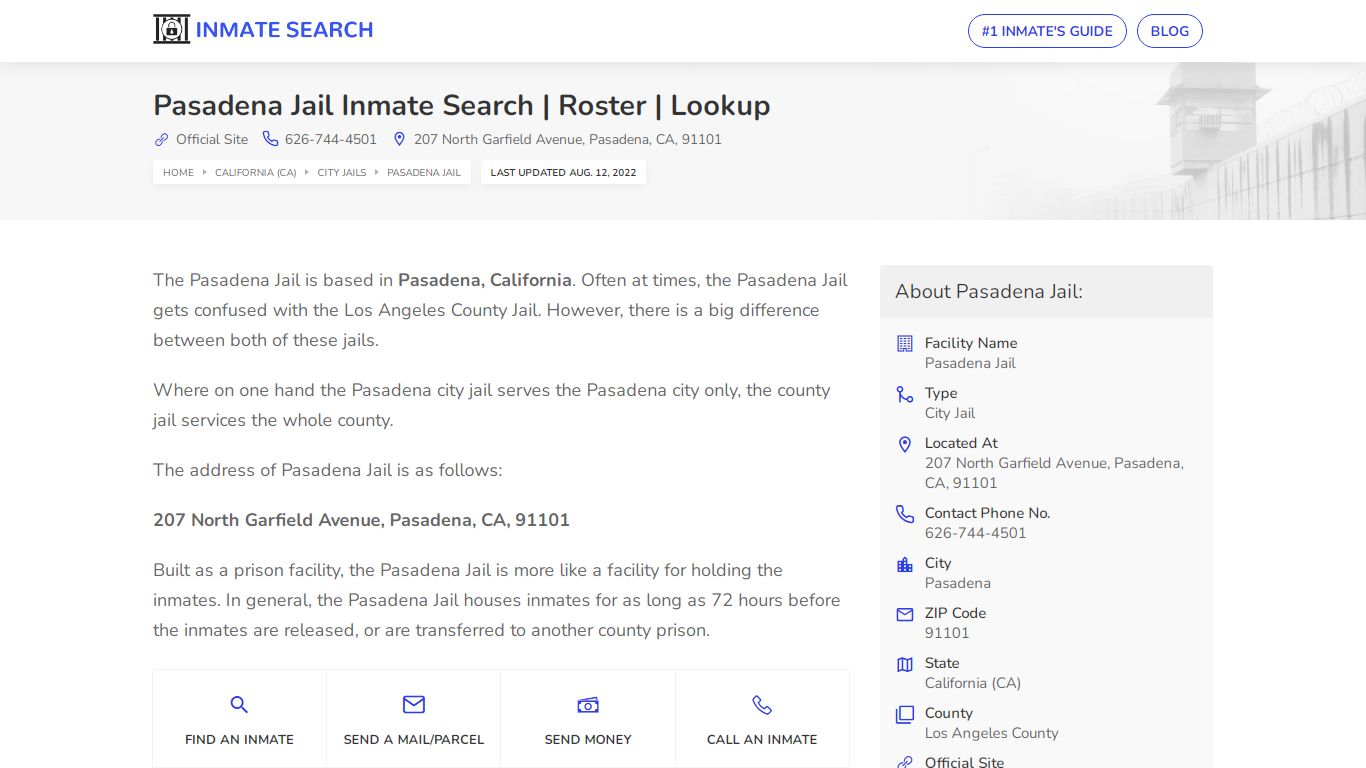 Pasadena Jail Inmate Search | Roster | Lookup