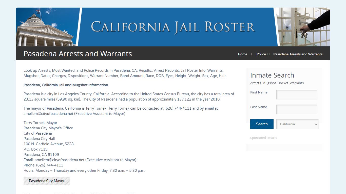 Pasadena Arrests and Warrants | Jail Roster Search