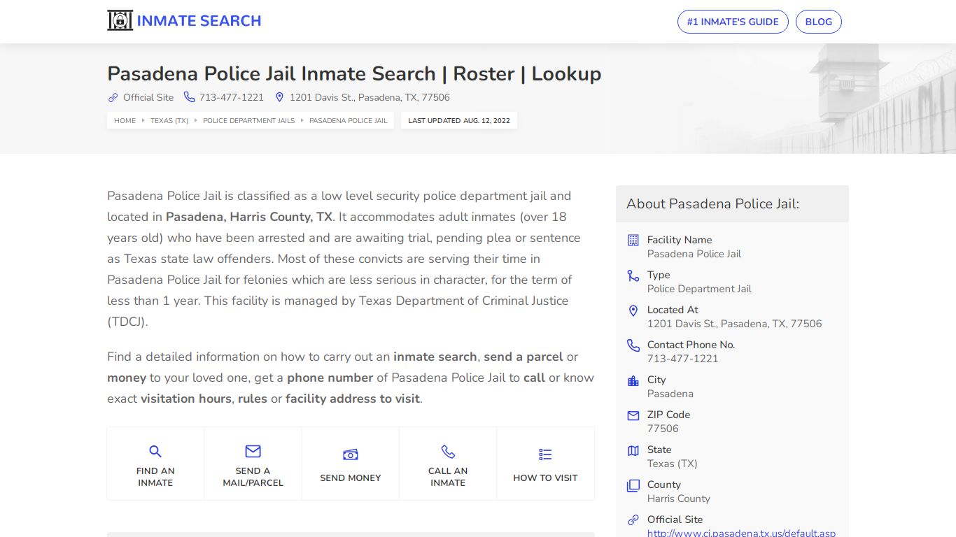 Pasadena Police Jail Inmate Search | Roster | Lookup